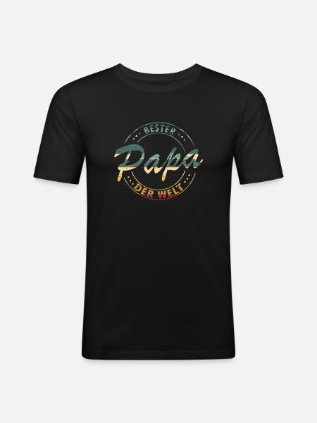 Bester Papa - Männer Slim Fit T-Shirt - Schwarz