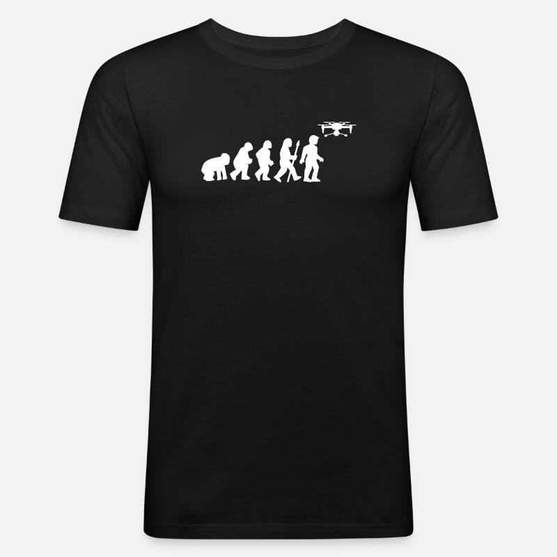 Drohnenpilot Evolution Quadrocopter - Männer Slim Fit T-Shirt - Schwarz