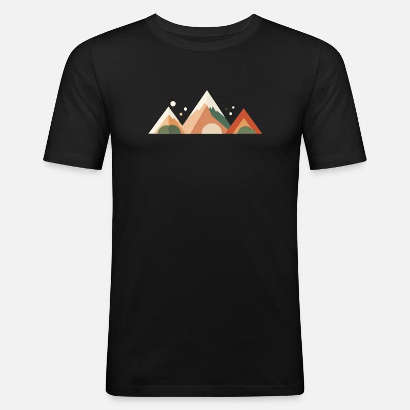 Alpine Sunset Peaks - Männer Slim Fit T-Shirt - Schwarz