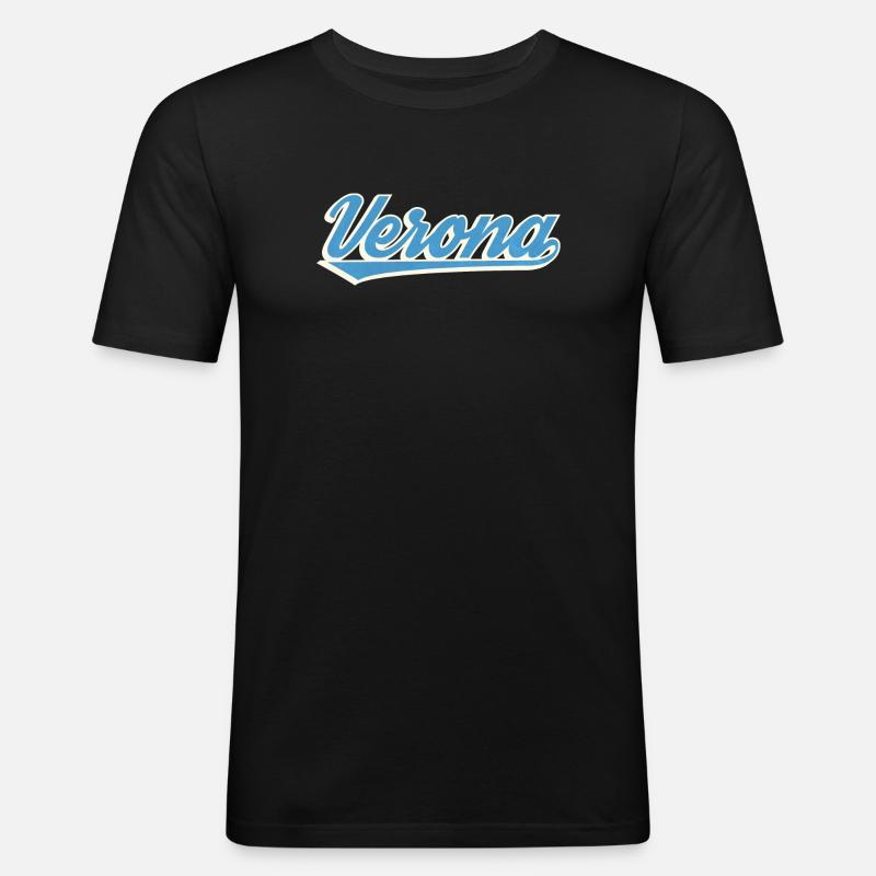 Logo Vérone Blue Script - T-shirt près du corps Homme - noir