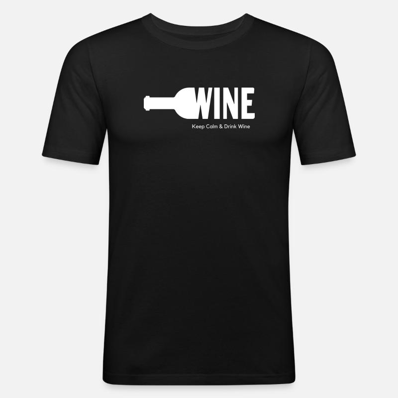 WINE Keep Calm & Drink Wine - Männer Slim Fit T-Shirt - Schwarz