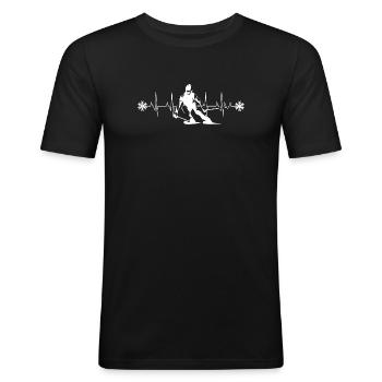 Skifahrer Silhouette Winter Minimalistisch - Männer Slim Fit T-Shirt - Schwarz - Vorne - Nik (191cm)
