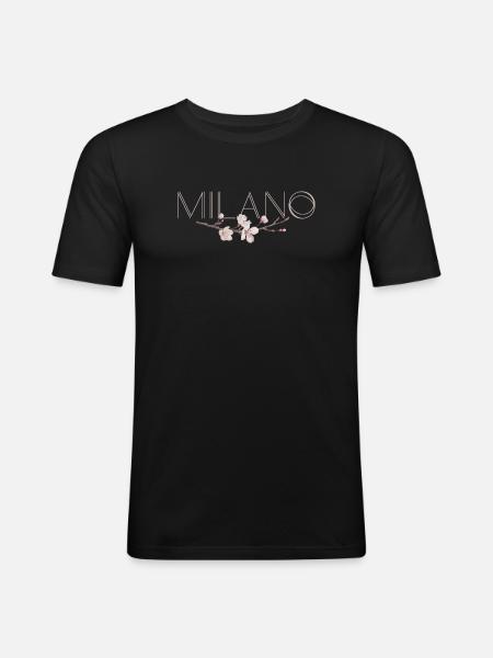 MILANO – Blossom Chic - Männer Slim Fit T-Shirt - Schwarz