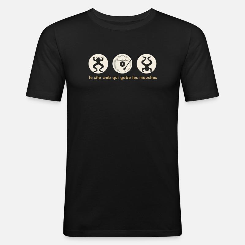 Frog DJ Circle Abzeichen - Männer Slim Fit T-Shirt - Schwarz