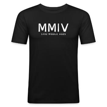 2004_LINE_white - Men's Slim Fit T-Shirt - black - Front - Nik (191cm)