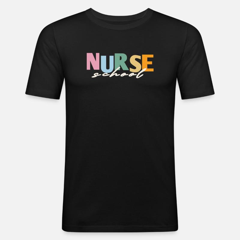 retro krankenschwester schule  - Männer Slim Fit T-Shirt - Schwarz