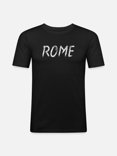 Rome Lettrage Brosse Graphique - T-shirt près du corps Homme - noir