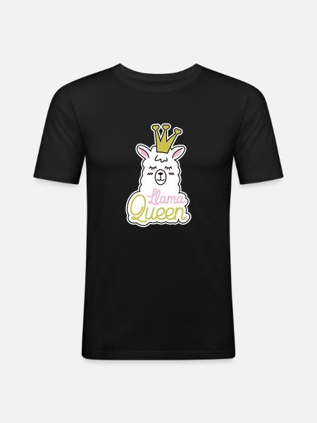 Llama Lama Alpaca Llama queen - Men's Slim Fit T-Shirt - black