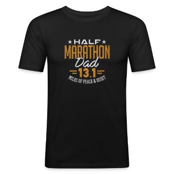 13.1 Shirt Halbmarathon Papa Läufer Geschenk - Männer Slim Fit T-Shirt - Schwarz - Vorne - Nik (191cm)