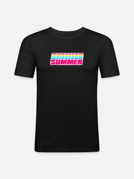 Retro Summer | 80s Style Rainbow - Men's Slim Fit T-Shirt - black