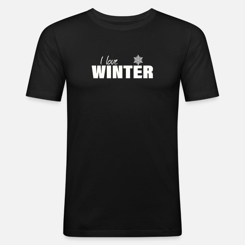I LOVE WINTER - Männer Slim Fit T-Shirt - Schwarz