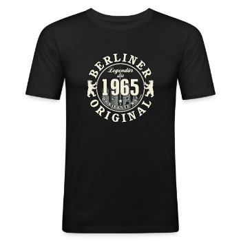 60. Geburtstag 2025 Berliner Original Geschenk - Männer Slim Fit T-Shirt - Schwarz - Vorne - Nik (191cm)