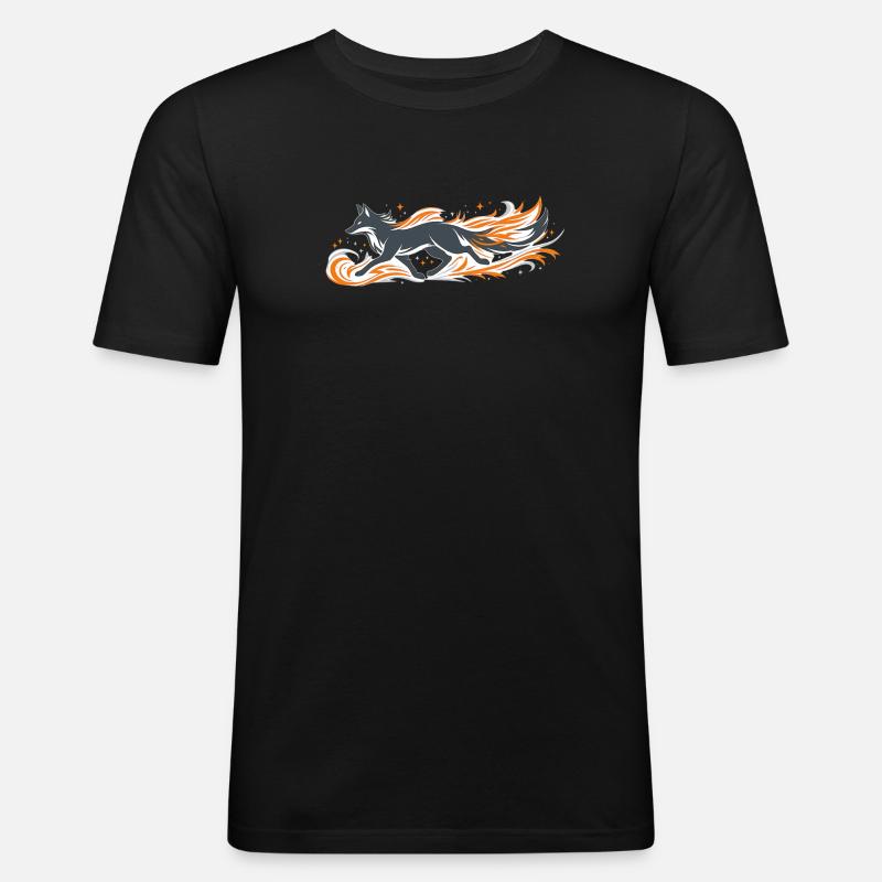 Flaming fox in fire flight - Men's Slim Fit T-Shirt - black