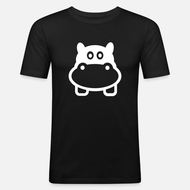 Nilpferd - Männer Slim Fit T-Shirt - Schwarz