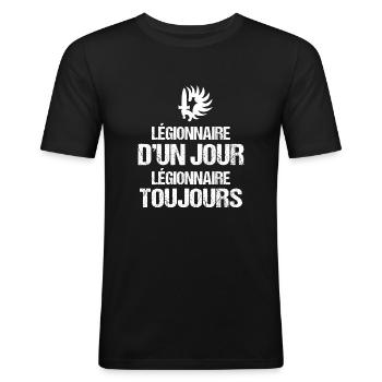 Cadeau légionnaire légion militaire - T-shirt près du corps Homme - noir - Devant - Nik (191cm)