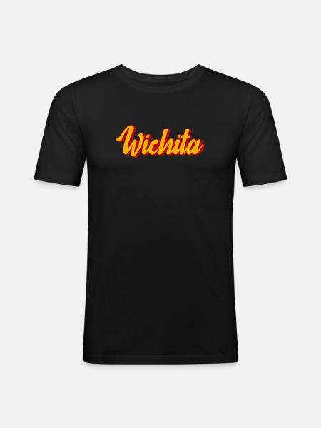 Wichita Script in Sunset Shadow - Männer Slim Fit T-Shirt - Schwarz