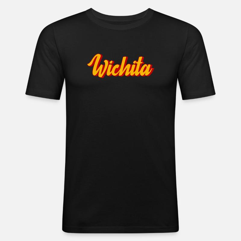 Wichita Script in Sunset Shadow - Männer Slim Fit T-Shirt - Schwarz