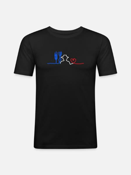 Peasant's 🇫🇷 Heart - Men's Slim Fit T-Shirt - black