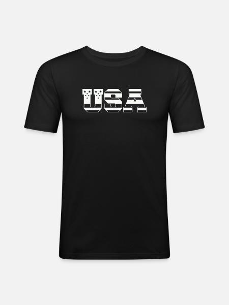 USA Block Font Retro Patriotic - Men's Slim Fit T-Shirt - black