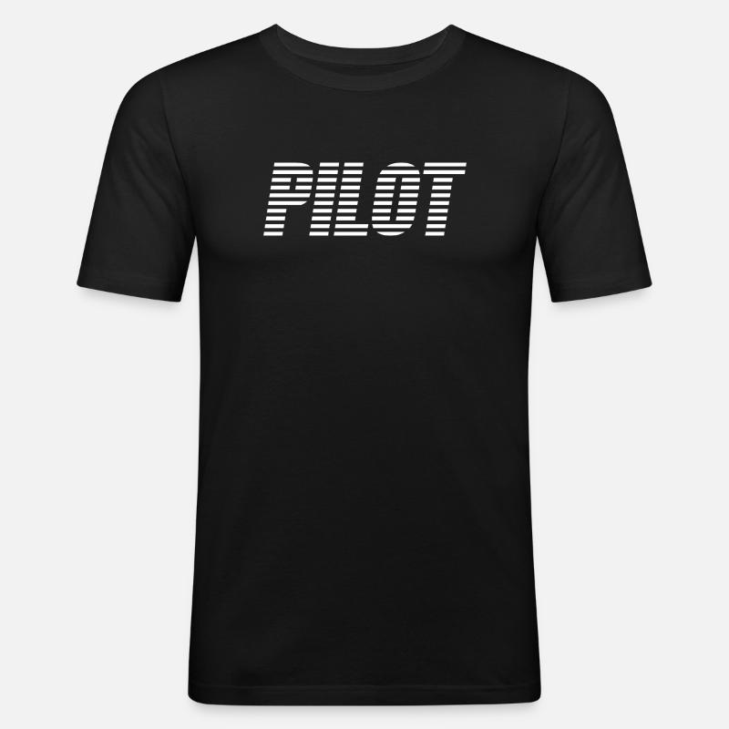 Pilot - Männer Slim Fit T-Shirt - Schwarz