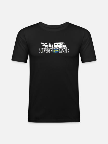 Schweden Camper Silhouette - Männer Slim Fit T-Shirt - Schwarz