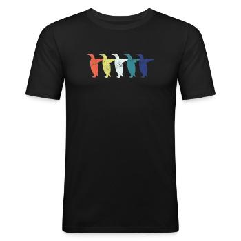 Pinguin Pinguine - Männer Slim Fit T-Shirt - Schwarz - Vorne - Nik (191cm)