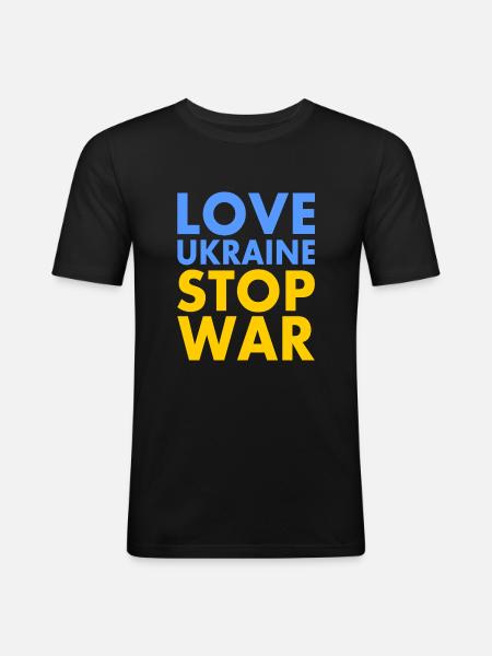 Love ukraine stop war - Men's Slim Fit T-Shirt - black
