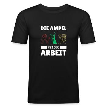 Anti Ampel Regierung T-Shirt Politik Grüne SPD FDP - Männer Slim Fit T-Shirt - Schwarz - Vorne - Nik (191cm)
