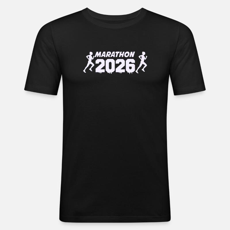 Marathon 2026 Runner Silhouette Design - Men's Slim Fit T-Shirt - black