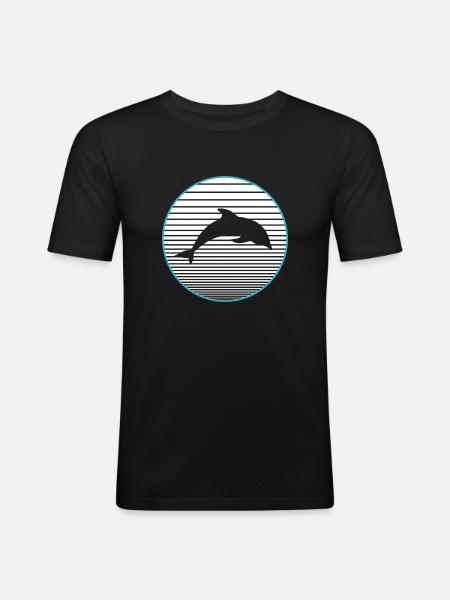Delphin - Männer Slim Fit T-Shirt - Schwarz