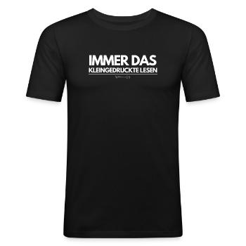 Immer das Kleingedruckte - Wir bekommen ein Baby - Männer Slim Fit T-Shirt - Schwarz - Vorne - Nik (191cm)