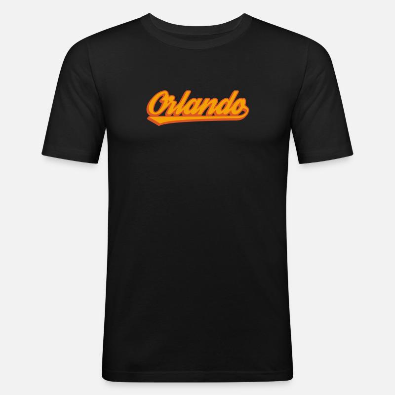 Orlando Retro Script - Männer Slim Fit T-Shirt - Schwarz