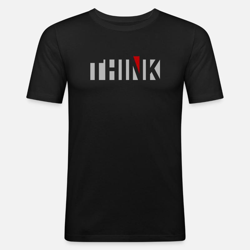 THINK - Männer Slim Fit T-Shirt - Schwarz