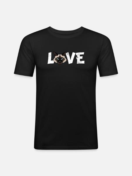 Birman Cat Love Funny Breed Illustration - Men's Slim Fit T-Shirt - black