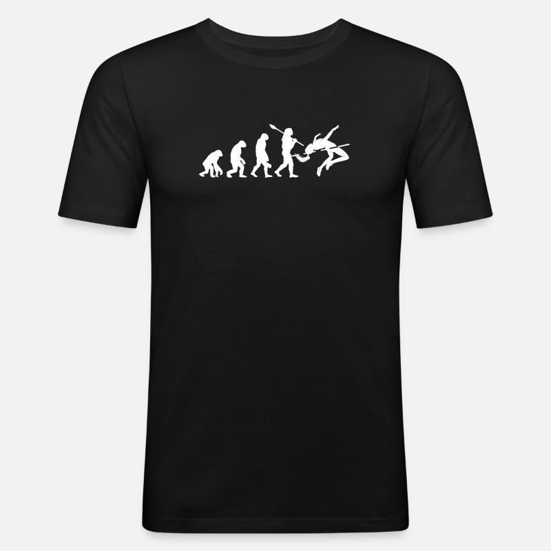 Hochsprung-Evolution-Athleten-Silhouetten-Kunst - Männer Slim Fit T-Shirt - Schwarz