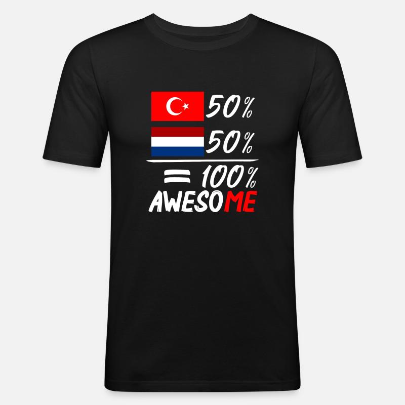 Half Nederlander half Turk - Männer Slim Fit T-Shirt - Schwarz