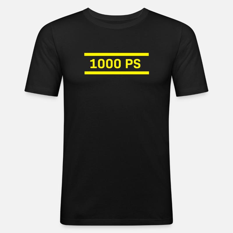 1000 ps - Männer Slim Fit T-Shirt - Schwarz
