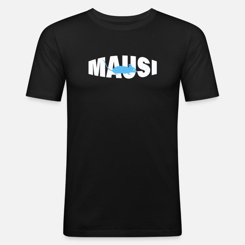 MAUSI - Männer Slim Fit T-Shirt - Schwarz