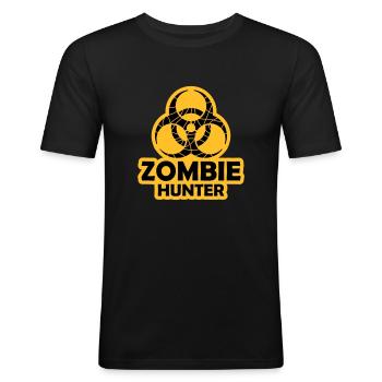 zombie hunter Halloween quote - Men's Slim Fit T-Shirt - black - Front - Nik (191cm)