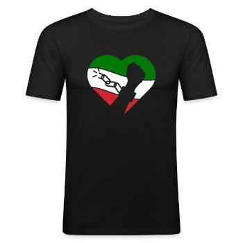 Rise with Iran Heart - Women Life Freedom Iran - Men's Slim Fit T-Shirt - black - Front - Nik (191cm)