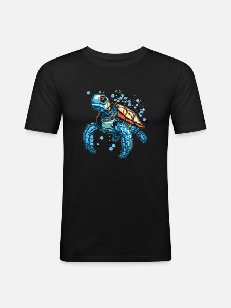 Turtle est composé de pixels - T-shirt près du corps Homme - noir