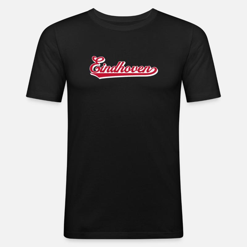 Eindhoven Script Stadtlogo - Männer Slim Fit T-Shirt - Schwarz