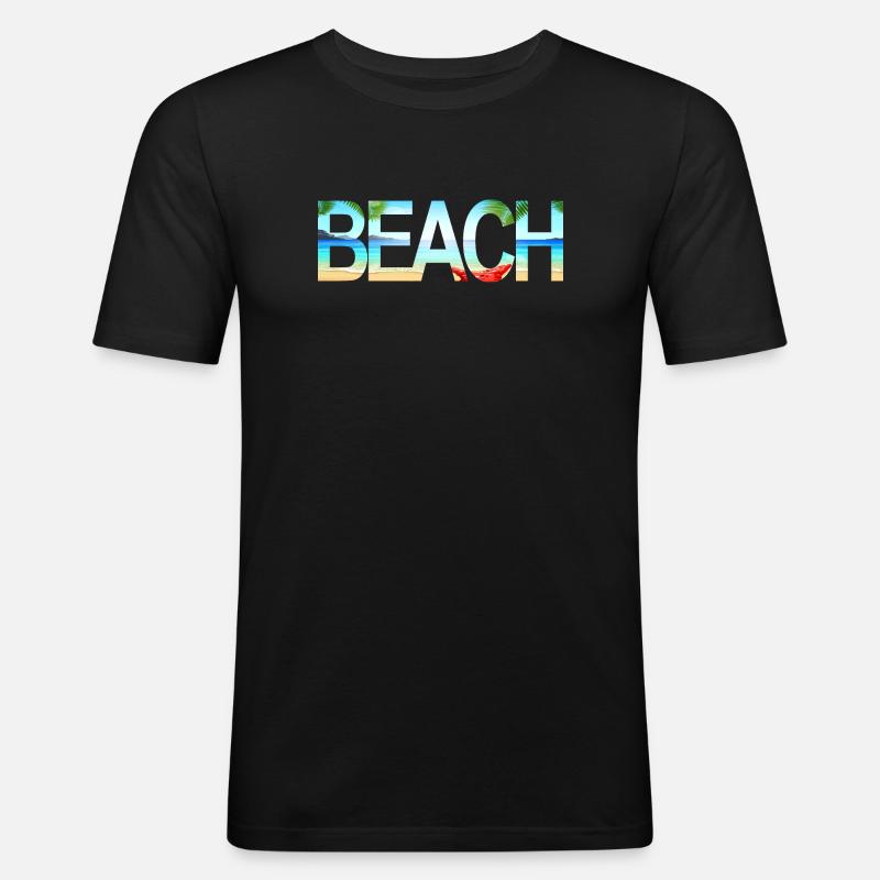 Beach - Männer Slim Fit T-Shirt - Schwarz