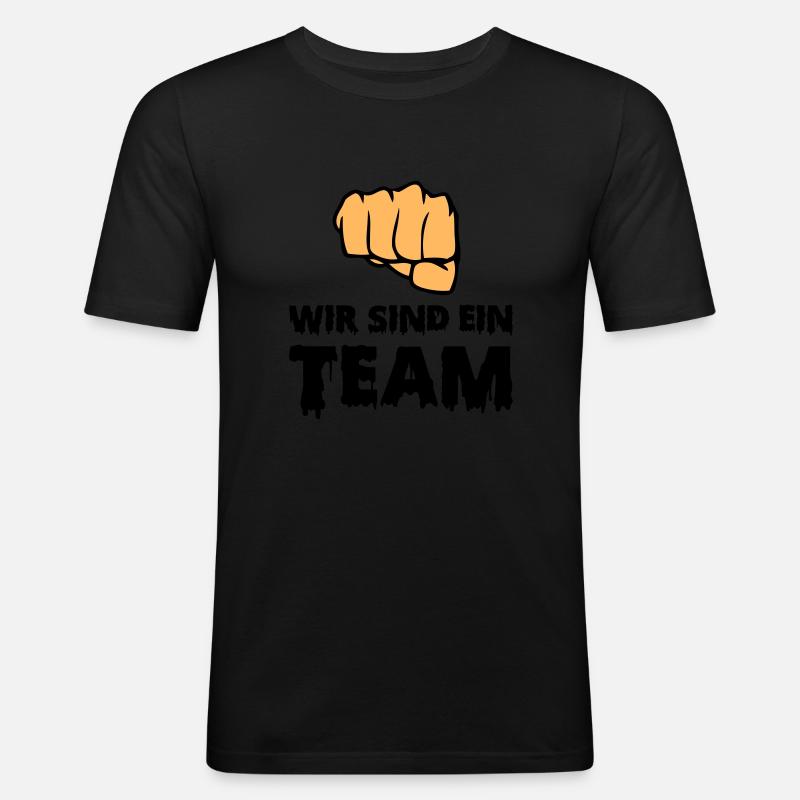 wir sind ein team - Männer Slim Fit T-Shirt - Schwarz