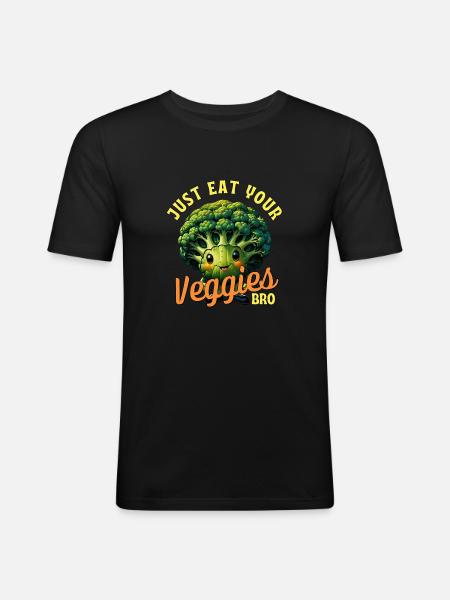 Eat veggies buddy! - Men's Slim Fit T-Shirt - black