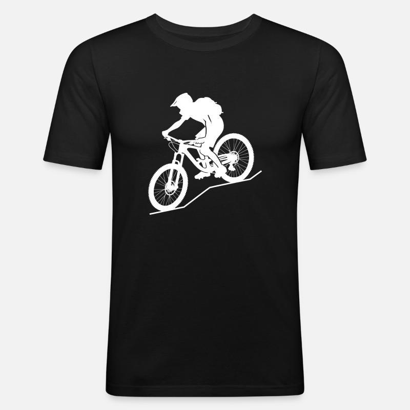 Dynamischer Mountainbiker - Männer Slim Fit T-Shirt - Schwarz