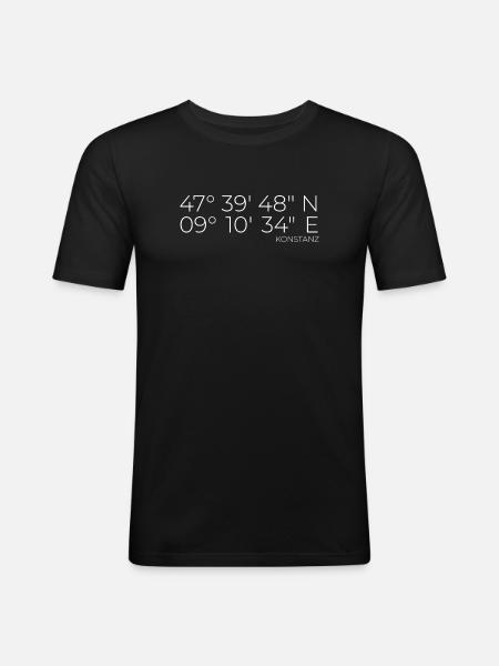 Coordonnées Constance Lac de Constance - T-shirt près du corps Homme - noir