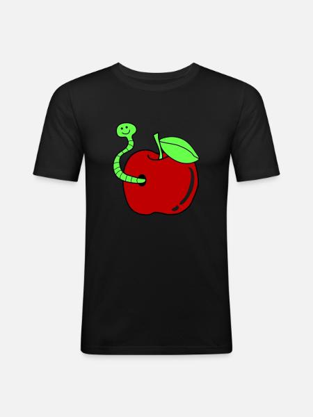 Worm Apple - Men's Slim Fit T-Shirt - black