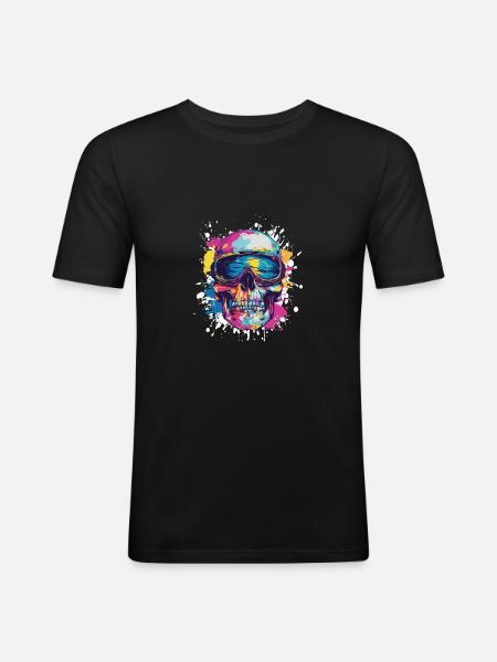 Ski Ski Goggles Skull - Men's Slim Fit T-Shirt - black