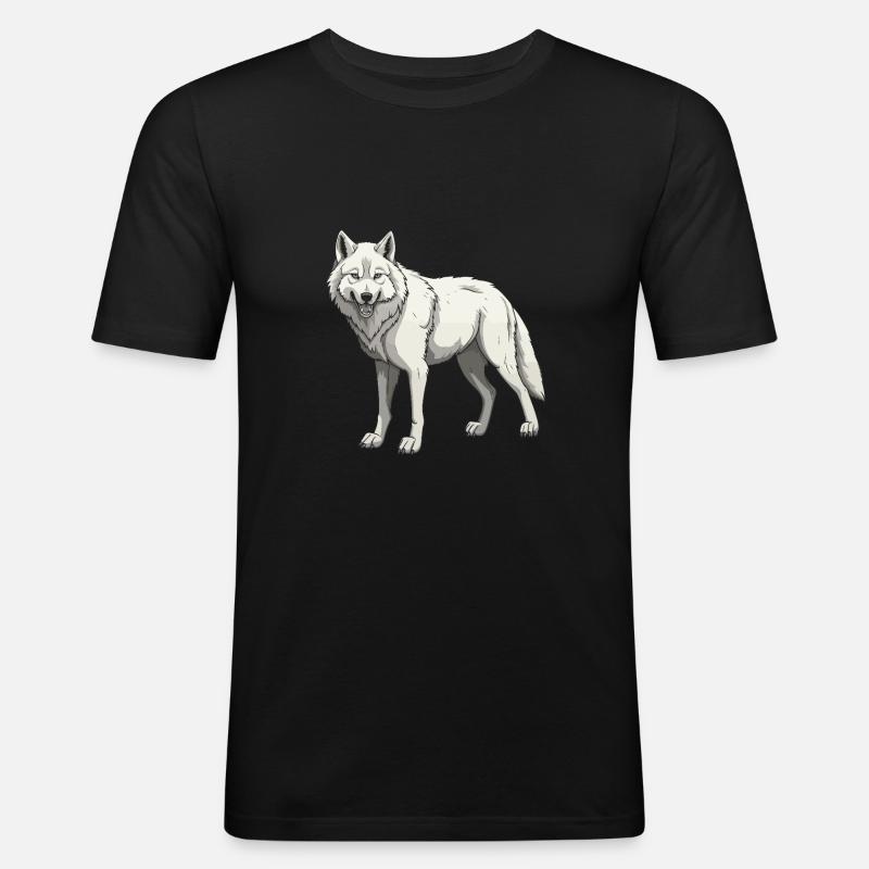 Wolf Tier - Männer Slim Fit T-Shirt - Schwarz